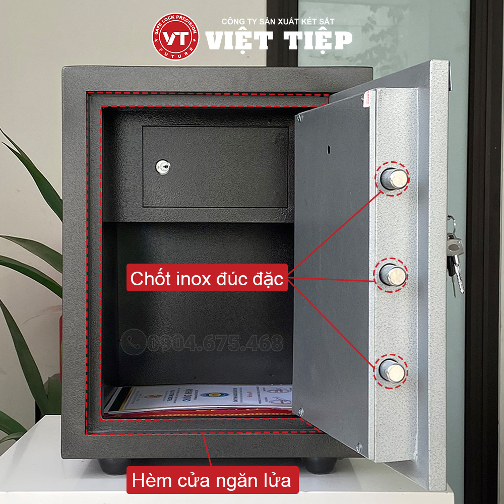 Chốt inox đúc đặc trên két VK55 màu ghi xám Chốt inox đúc đặc trên két VK55 màu ghi xám