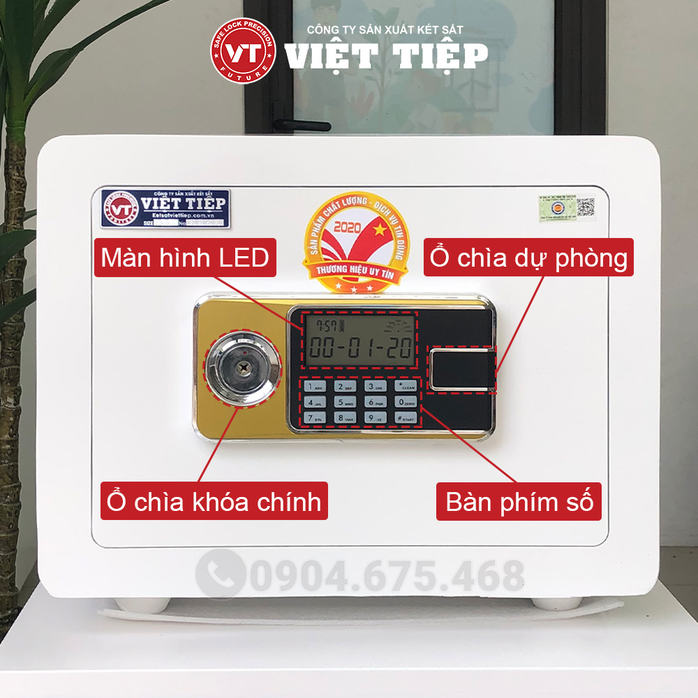 Hệ thống khóa điện tử trên két DT38 màu trắng Hệ thống khóa điện tử trên két DT38 màu trắng