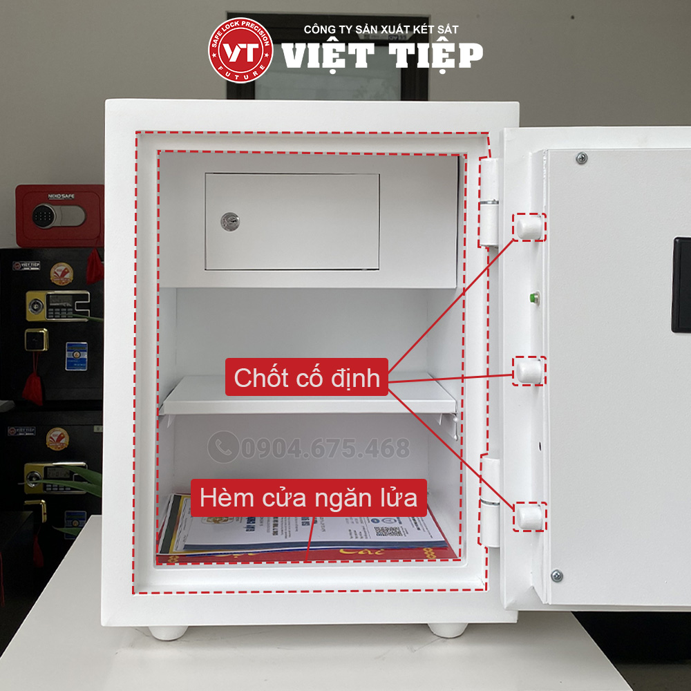 Thiết kế hèm cửa ngăn lửa của két VM68 màu trắng Thiết kế hèm cửa ngăn lửa của két VM68 màu trắng
