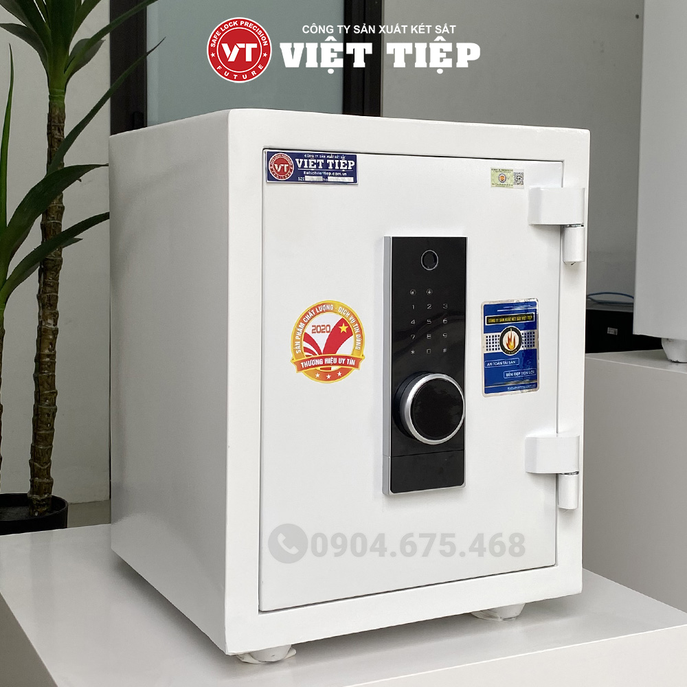 Két sắt vân tay kết hợp mã số điện tử VM56 màu trắng Két sắt vân tay kết hợp mã số điện tử VM56 màu trắng