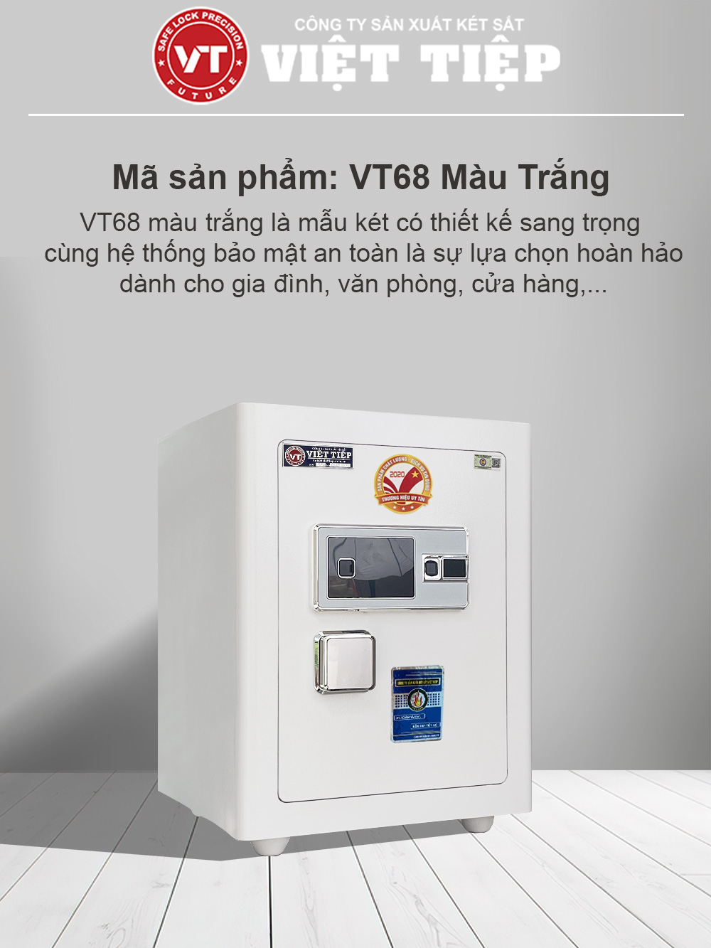 Tổng thể két sắt vân tay VT68 màu trắng Tổng thể két sắt vân tay VT68 màu trắng