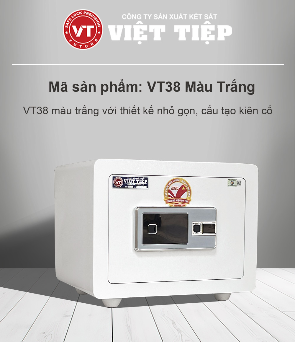 Két sắt vân tay mini VT38 màu trắng Két sắt vân tay mini VT38 màu trắng