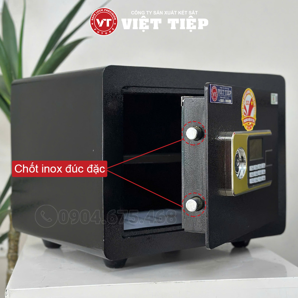 Chốt inox đúc đặc trên két DT38 màu đen Chốt inox đúc đặc trên két DT38 màu đen
