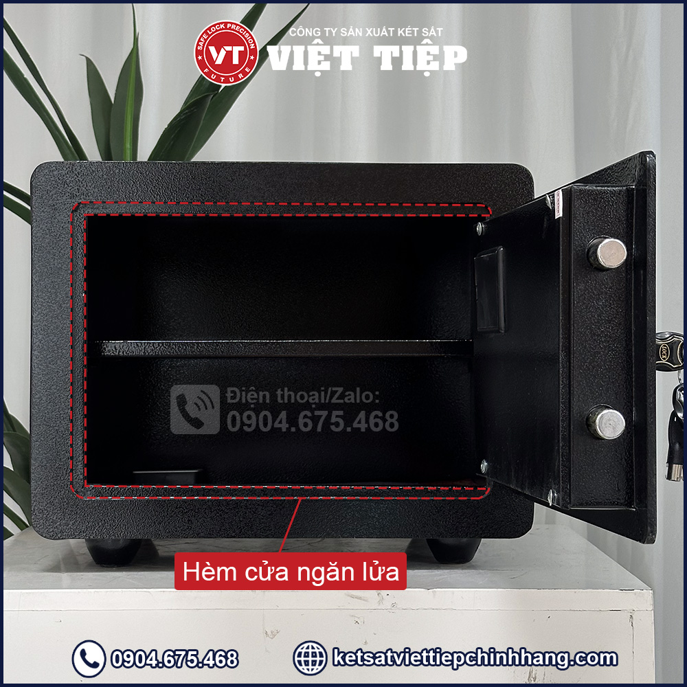 Két sắt Việt Tiệp VT38 màu đen có hèm cửa ngăn lửa Két sắt Việt Tiệp VT38 màu đen có hèm cửa ngăn lửa