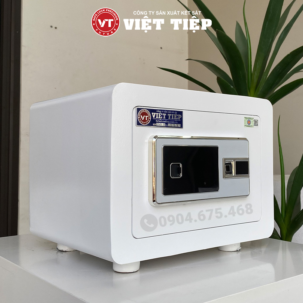 Ngoại hình két sắt vân tay VT25 màu trắng Ngoại hình két sắt vân tay VT25 màu trắng
